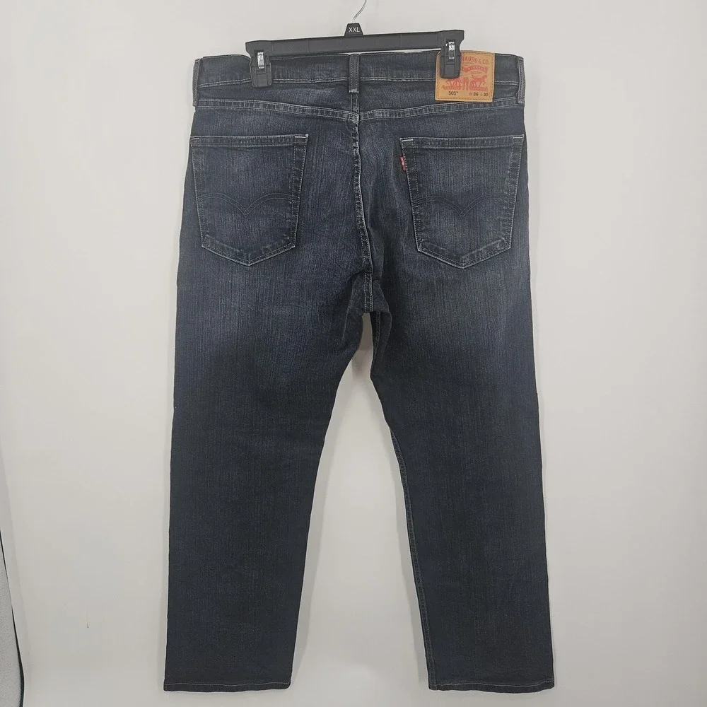 Levi's 505 Jeans Mens 36x30 Blue Dark Wash Straight Leg‎ Normcore Preppy Cowboy